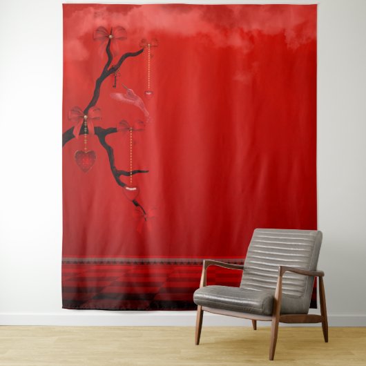 Red Heart Valentijnsdag Photo BackdropTapestry Wandkleed (In situ)