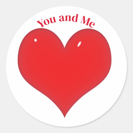 Red Heart Valentijnsdag Ronde Sticker (Voorkant)