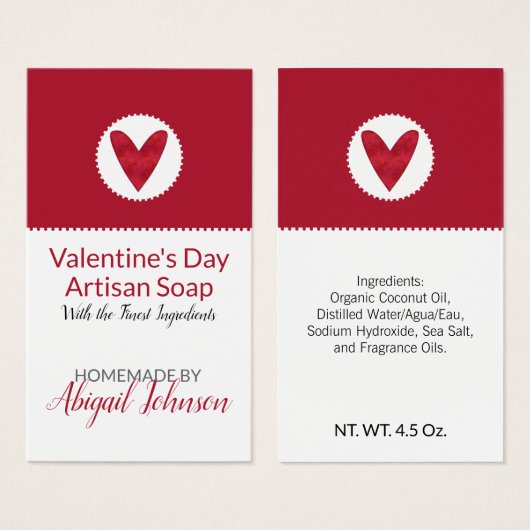 Red Heart Valentijnsdag Zelfgemaakte handgemaakte  Visitekaartje (Voorkant /achterkant)