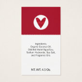 Red Heart Valentijnsdag Zelfgemaakte handgemaakte Visitekaartje (Achterkant)