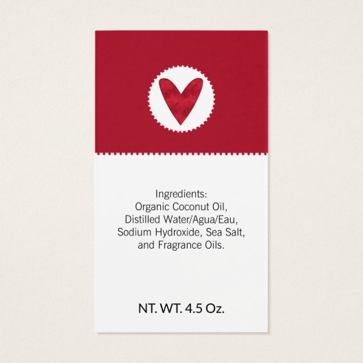 Red Heart Valentijnsdag Zelfgemaakte handgemaakte Visitekaartje (Achterkant)