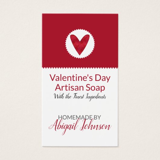 Red Heart Valentijnsdag Zelfgemaakte handgemaakte Visitekaartje (Voorkant)