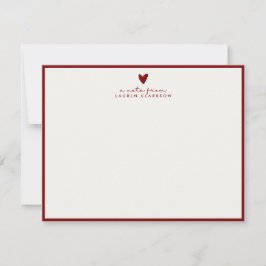 Red Heart Valentine’s Day Note Card Kaart