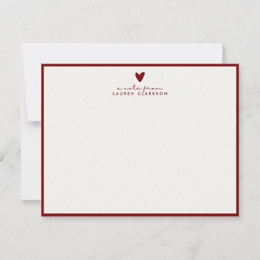 Red Heart Valentine’s Day Note Card Kaart (Voorkant)