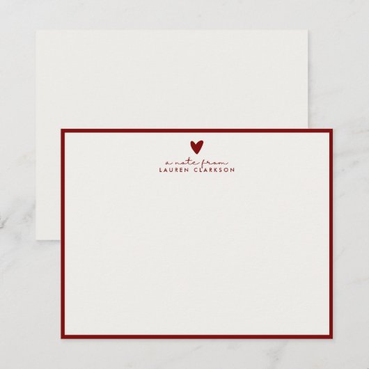 Red Heart Valentine’s Day Note Card Kaart (Voorkant / Achterkant)