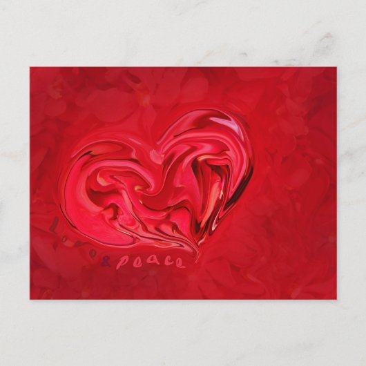 Red Heart van het Briefkaart van Liefde en Vrede (Voorkant)