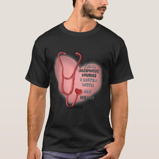 Red Heart Verloskundige Verpleegkundige T-shirt (Voorkant)