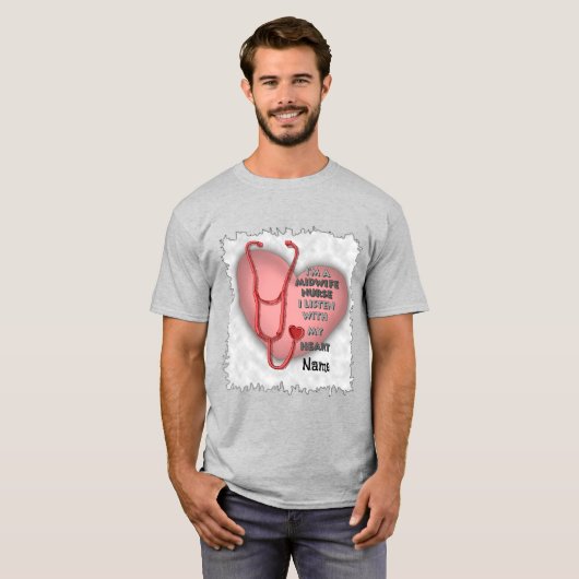 Red Heart Verloskundige Verpleegkundige T-shirt (Voorkant volledig)