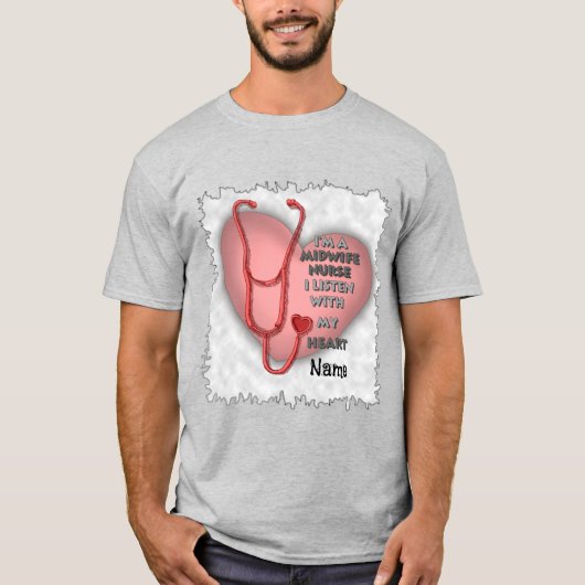 Red Heart Verloskundige Verpleegkundige T-shirt (Voorkant)