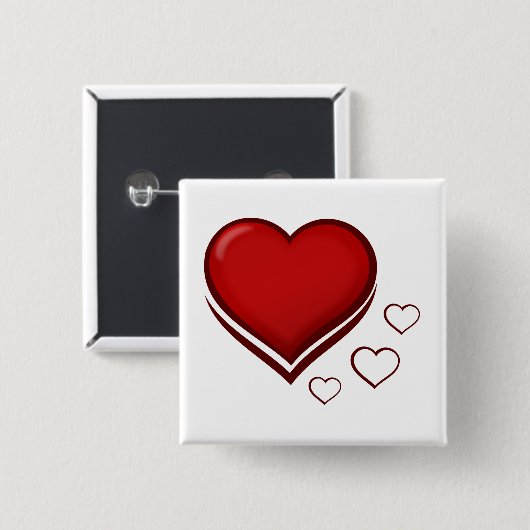 Red Heart Vierkante Button 5,1 Cm (Voorkant /achterkant)