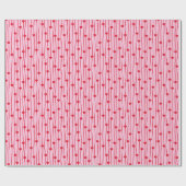 Red Heart Vines on Pink Wrapping Paper Cadeaupapier (Vlak)