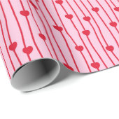 Red Heart Vines on Pink Wrapping Paper Cadeaupapier (Rol Hoek)