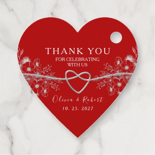 Red Heart Wedding Bedankjes Labels (Achterkant)