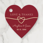 Red Heart Wedding Dank u Bedankjes Labels (Voorkant)