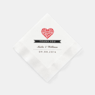 Red Heart Wedding Paper Napkin Servet