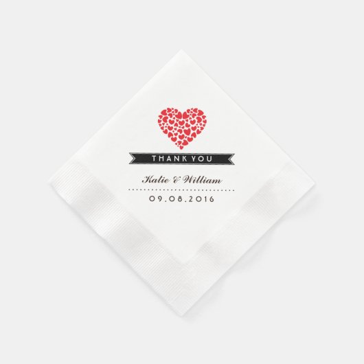 Red Heart Wedding Paper Napkin Servet (Hoek)