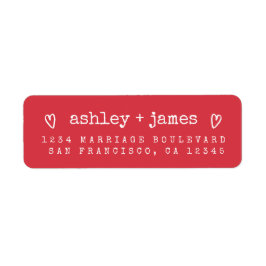 Red Heart Wedding Return Address Etiket