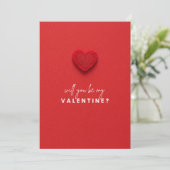Red Heart Wil je mijn Valentijn zijn, minimalistis Kaart (Staand voorkant)