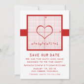 Red Heart Wiskunde Graph Save the Date Invite (Voorkant)