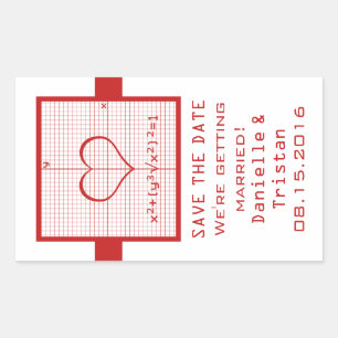 Red Heart Wiskunde Graph Save the Date Stickers