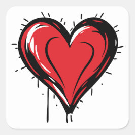 Red Heart with Bloody Vierkante Sticker