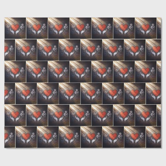 Red Heart with Hands Graffiti On a Brick Wall Cadeaupapier (Vlak)