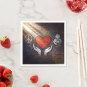 Red Heart with Hands Graffiti On a Brick Wall Servet (Insitu)