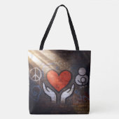 Red Heart with Hands Graffiti On a Brick Wall Tote Bag (Voorkant)