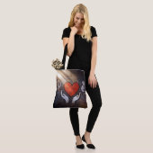 Red Heart with Hands Graffiti On a Brick Wall Tote Bag (Op model)