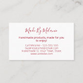 Red Heart Women's Sanitary Cloth Pads Handmade Visitekaartje (Achterkant)