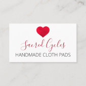 Red Heart Women's Sanitary Cloth Pads Handmade Visitekaartje (Voorkant)