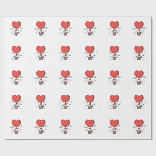 Red Heart Wrapping Paper – Romantic Valentine’s Gi Cadeaupapier (Vlak)