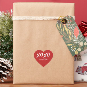 Red Heart XOXO Script gepersonaliseerd Hart Sticker