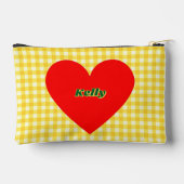 Red Heart Yellow Gingham Pattern Valentijnsdag Etui (Achterkant)