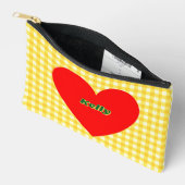 Red Heart Yellow Gingham Pattern Valentijnsdag Etui (Open)