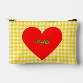 Red Heart Yellow Gingham Pattern Valentijnsdag Etui (Voorkant)