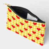 Red Heart Yellow Gingham Pattern Valentijnsdag Etui (Open)