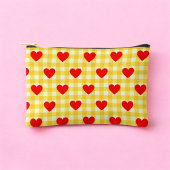 Red Heart Yellow Gingham Pattern Valentijnsdag Etui