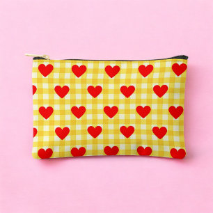 Red Heart Yellow Gingham Pattern Valentijnsdag Etui