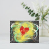 Red Heart Yellow Spiral abstract Art Valentiine Da Briefkaart (Staand voorkant)