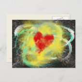 Red Heart Yellow Spiral abstract Art Valentiine Da Briefkaart (Voorkant / Achterkant)