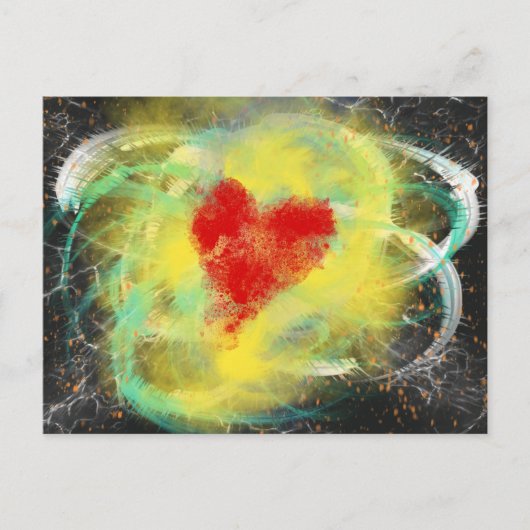 Red Heart Yellow Spiral abstract Art Valentiine Da Briefkaart (Voorkant)