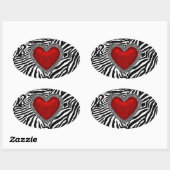 Red Heart Zebra Envelope Seal Party Favor Labels (Vel)