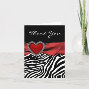 Red Heart Zebra Thank You Cards Bedankkaart