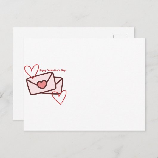 Red Hearth Happy Valentine's Day Briefkaart (Voorkant / Achterkant)