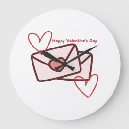 Red Hearth Happy Valentine's Day Grote Klok