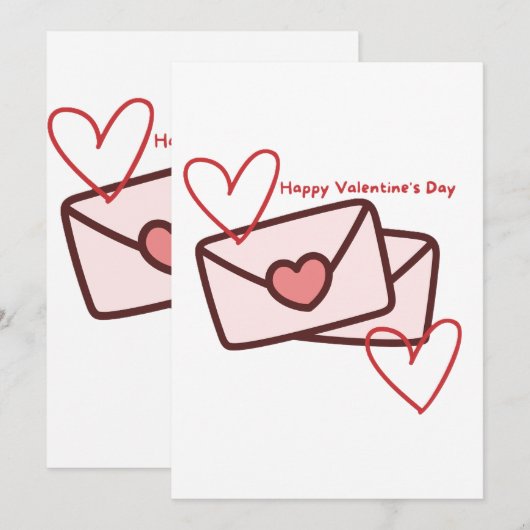 Red Hearth Happy Valentine's Day Kaart (Voorkant / Achterkant)
