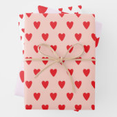 Red Hearts Abstract hand getekend Boho Style Patro Inpakpapier Vel (In situ)