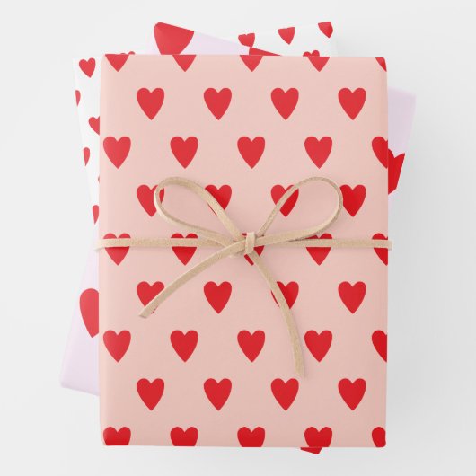Red Hearts Abstract hand getekend Boho Style Patro Inpakpapier Vel (In situ)