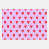 Red Hearts Abstract hand getekend Boho Style Patro Inpakpapier Vel (Voorkant 2)